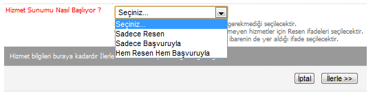 Hizmet adı olarak 'Diğer İşler', 'Diğer Faaliyetler' gibi ifadeler kesinlikle girilemez. Bu şekilde kastedilmek istenen hizmetler ayrı ayrı birer hizmet olarak girilecektir.