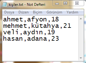 İM 4.6.4.4 Bir metin dosyasından veri alma İçerisinde virgül, noktalı virgül gibi bir işaretle ayrılmış veriler bulunan bir metin dosyasındaki bilgilerin excele aktarılmasını kolayca sağlayabilirsiniz.