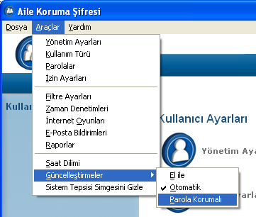 Aile Koruma Şifresi artık güncelleştirmeleri otomatik olarak gerçekleştirecek şekilde ayarlanmıştır. Kullanıcı girişine gerek yoktur.