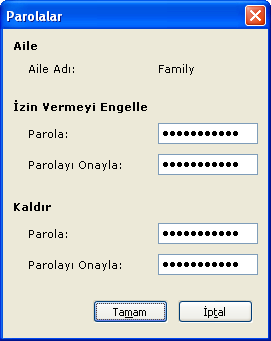 Uygulama Kaldırma Parolasını Değiştirme Uygulama kaldırma parolasını değiştirmek için: 1. Yönetici Araçlarına giriş yapın. 2. Aile Ayarları altında, Parolalar ı tıklayın. 3.