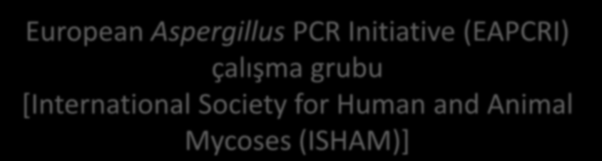 European Aspergillus PCR Initiative (EAPCRI) çalışma grubu [International Society for Human and Animal Mycoses (ISHAM)] 2006 yılında kuruluyor Avrupa dan, orta doğu ve