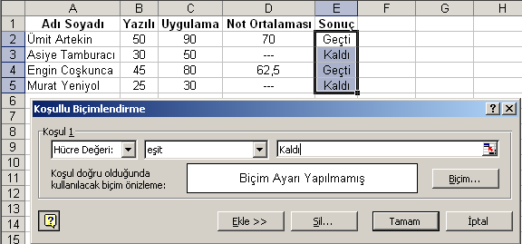 Seçilen bölge içerisindeki bilgilerin belirtilen kriterlere göre farklı biçimlerde görüntülenmesini sağlar.