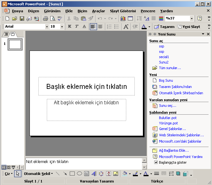 Microsoft PowerPoint, brifing, seminer verme ve animasyonlu görüntü oluşturma programıdır.