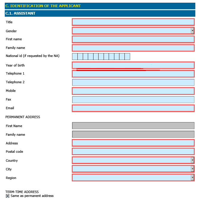 Mr/Ms yazınız Daimi adres, ülke, Türkçe karakterler kullanılarak İngilizce ye