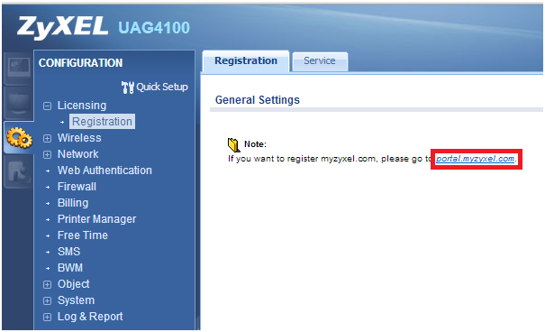 UAG4100 myzyxel BAĞLANTISI UAG4100 üzerindeki Kullanıcı sayısının arttırılması ve AP yönetimine ait lisansların yönetimesi için myzyxel hesabı kullanılmaktadır.