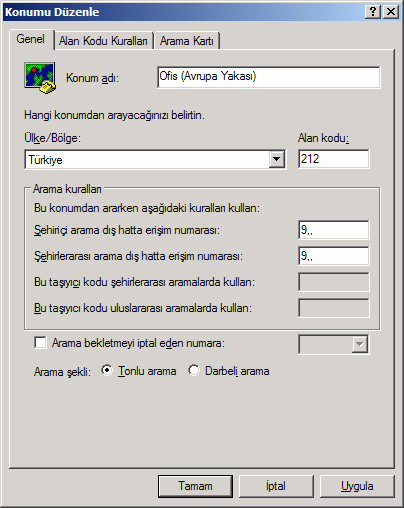 Yeni veya Düzenle komutu ile arama planı oluşturacağınız zaman aşağıdaki ekran karşınıza gelecektir: Bu ekranda Konum Adı bölümüne, bulunduğunuz lokasyonu ifade eden herhangi bir şey yazabilirsiniz.