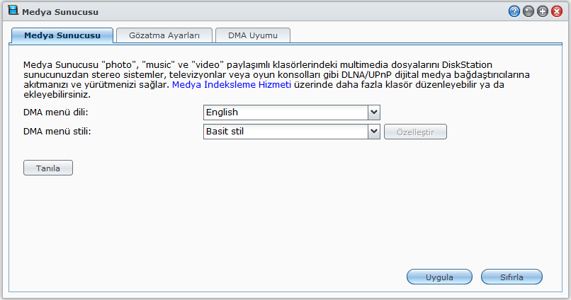 Bölüm Medya Sunucusunu ve itunes Hizmetini Bölüm 16: Yönetin 16 Synology DiskStation yerel alan ağında, bilgisayarların (Windows Media Player veya itunes kullanan) ve DLNA/UPnP ev cihazlarının