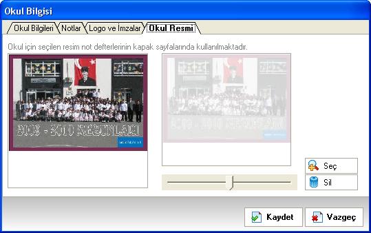 Listeden herhangi bir okula tıklandığında ise okula ait logo, imza ve resim bilgileri görülür. Yeni Okul Oluşturma Yeni Okul butonuna tıklanarak yeni okul kaydı yapılır.