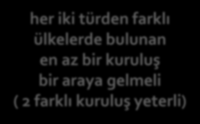 Avrupa Sanayi Doktora Programı (European Industrial Doctorates EID) Akademik Kuruluşlar Akademik Olmayan Kuruluşlar her iki türden farklı ülkelerde bulunan en az bir kuruluş bir araya gelmeli ( 2