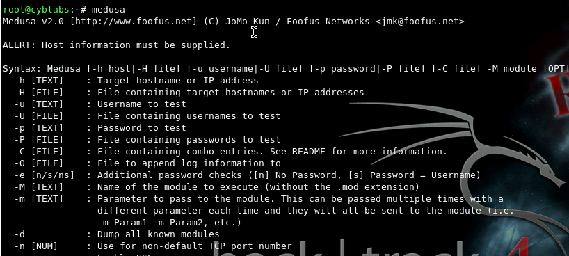 Aktif parola kırma aracıdır Medusa Ağ üzerindeki servislere yönelik(http, telnet, ssh, ftp gibi) Farklı portlarda çalışan