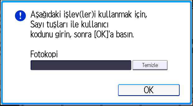 2. Getting Started Kimlik doğrulama Ekranı Görüntülendiğinde Eğer Temel Kimlik Doğrulama, Windows Kimlik Doğrulama, LDAP Kiml.Doğr., veya Entegrasyon Sunucusu Kimlik Doğrulama etkin ise, ekranda kimlik doğrulama ekranı görüntülenir.