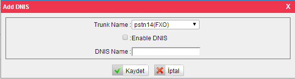 Prepend before dialing Geri arama yapılmadan önce öne eklenecek sayıları belirtin. Örneğin, Arayan kimliği (Caller ID) 123456789, Sistem bu numarayı aramak için dış hatta 9123456789 gönderecektir.