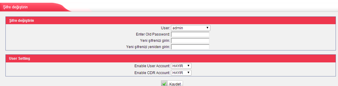 5.3 Sistem Tercihleri Bu sayfada yönetici/kullanıcı/cdr hesaplarının şifreleri, sistem tarih ve saati, yazılım güncelleme, sıcak yedeklilik, yedekleme ve geri yükleme, sıfırlama ve yeniden başlatma