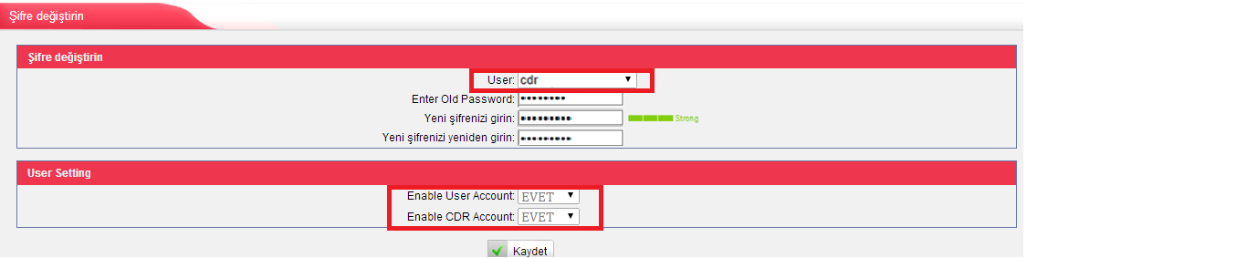 Resim 5-14 kullanıcı şifresinin değiştirilmesi kullanıcı hesabı aktif edildikten sonra, kullanıcı hesabı ile XPEECH e oturum açabilirsiniz. kullanıcı kendi hesabının şifresini değiştirebilir.