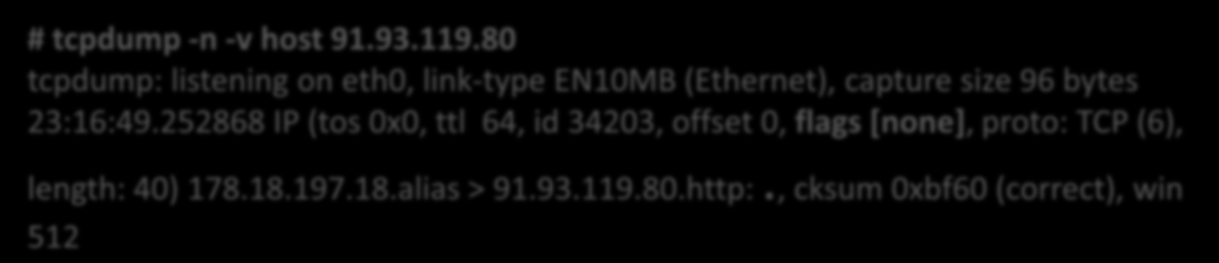 TCP Bayrakları ile Firewall Keşfi # hping3 lifeoverip.net -p 80 -c 1 HPING lifeoverip.net (eth0 91.93.119.80): NO FLAGS are set, 40 headers + 0 data bytes --- lifeoverip.