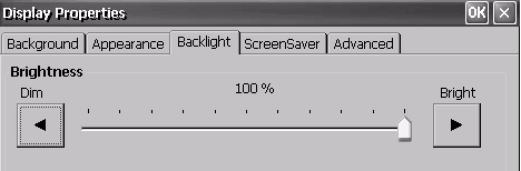 Windows CE İşletim Sistemi Bölüm 5 Display Properties (Ekran Özellikleri) Display Properties küçük uygulaması, masaüstü arka plan resmi ve görünümünün, arka ışığı parlaklığının ve ekran koruyucu