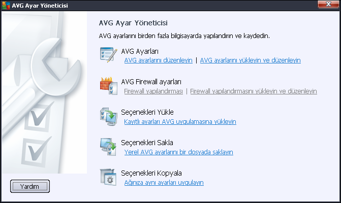6. AVG Ayarları Yöneticisi AVG Ayar Yöneticisi, temel olarak AVG yapılandırmasını kopyalayabildiğiniz, düzenleyebildiğiniz ve dağıtabildiğiniz daha küçük ağlar için uygun bir araçtır.