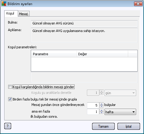 6.7.1. Durum Sekmesi Bu sekmede hangi kosullar altinda bildirimin gönderilecegini özellestirebilirsiniz.