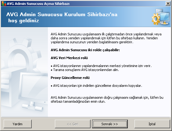 3. AVG Admin Kurulum Sihirbazı AVG Admin Sunucusu Kurulum Sihirbazi, AVG Internet Security Business Edition uygulamasi yüklenir yüklenmez baslatilir.