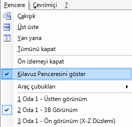 1.7.3 Kılavuz Şekil-3.36 Kılavuz 1.7.4 Oda Geometrisi Oda geometrisinin çiziminde birkaç farklı yol bulunmaktadır.