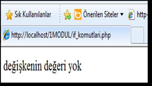 Konuyu fazla uzatmamak için bu komutları görevleri ile birlikte aşağıda yazıp sonra örnek uygulamaya geçelim. isset() : Bu komut bir değişken tanımının içerisinde değer olup olmadığını rapor eder.