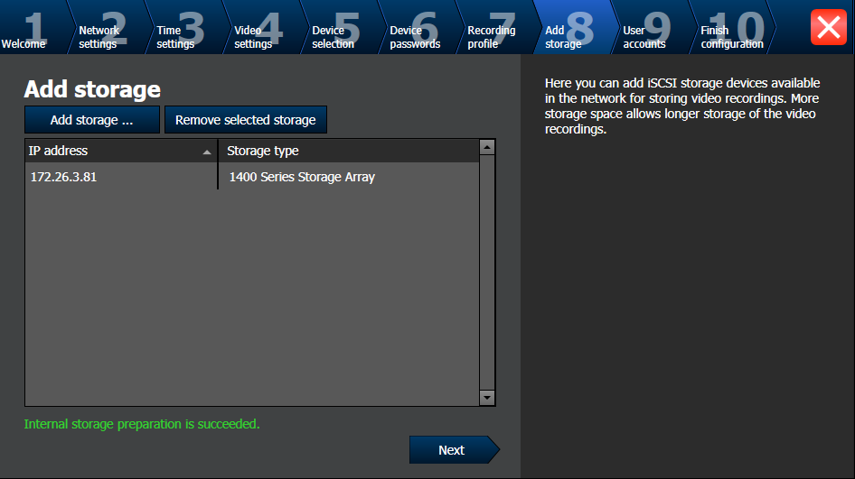 Bosch Video Management System Başlangıç tr 51 Add storage sayfası Sisteminizde hiç iscsi sistemi yoksa bunu Configuration Wizard ortamına manuel olarak eklemeniz gerekir.