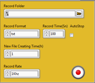 2.4 Kayıt Paneli Kayıt butonuna tıklandığında Kayıt ayarlarının yapılacağı bir panel açılmaktadır. Kayıt klasörünün yeri Record Format(Şu an yalnızca txt aktifdir.