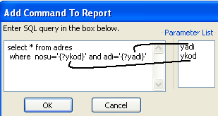 Cift şartlı kullanma Table erişimi yapılırken - select * from adres where nosu=?