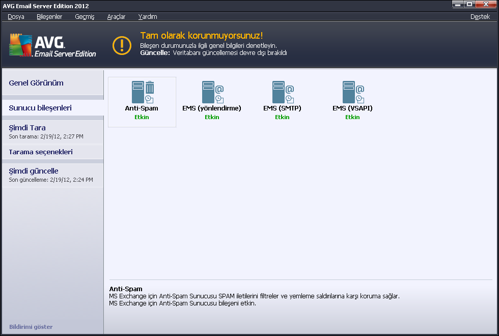 5. MS Exchange Server 2003 için E-posta Tarayıcı 5.1.