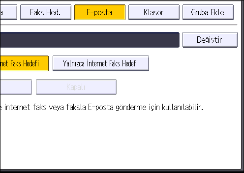 6. Tarama 5. "Ad" altındaki [Değiştir] ögesine basın. Ad girişi görüntüsü belirir. 6. Adı girin ve [OK] tuşuna basın. 7. [ Sonraki] tuşuna basın. 8.