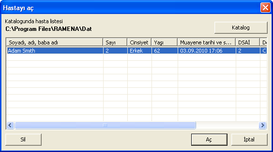 Eğer OutDoc programı KARDiVAR cari muayene sonuçlarını içeren bir dosya açılacaktır. programından açılmışsa, OutDoc programında aynı zamanda muayene sonuçlarını içeren birkaç dosya açılabilir.