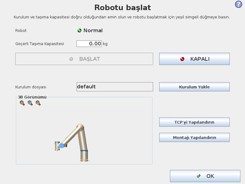 10.4 Başlatma Ekranı 10.4 Başlatma Ekranı Bu ekranda, robot kolunun başlatılmasını denetlersiniz.