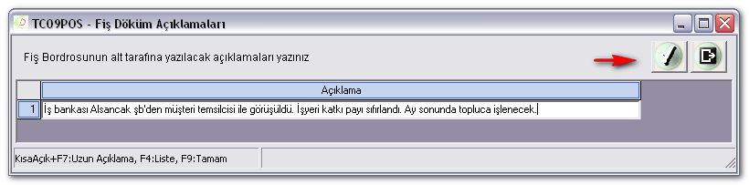 NOT: Bu nakde dönüşüm işlemi için isteğe bağlı olarak döküm alınabilir. Döküm almak için Kaydederken Yazdır seçeneği işaretlenir ve kayıt tamamlanır.