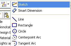 Şekil:3 3. Açıln SolidWorks editörü rç çuuklrı hemen prç modelleme işlemi ypılckmış giidir. Anck iz önce modelleyeceğimiz prçnın kesitini (tslk - sketch) çizmeliyiz.