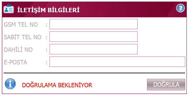 GSM TEL NO Alanına kullanıcı tarafından kullanılan bir Cep Telefonu numarası (Örneğin 5XX XXX XX XX) başında 0 (Sıfır) olmadan ve aralarında boşluk olmadan 5XXXXXXXXX şeklinde toplam 10 karakter ve