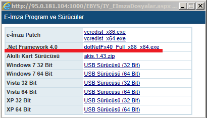 1-)EBAYS giriş ekranında E-imza program butonuna tıklayarak E-imza program ve sürücülere erişilebilir. İlk olarak.net FRAMEWORK 4.0 programının kurulumunu yapınız. bilgisayarınızı yeniden başlatınız.