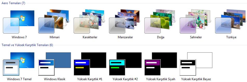 WINDOWS 7 TEMEL İŞLEMLER Tema, bilgisayarınızdaki resimler,