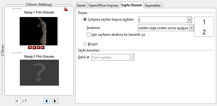 Aynı belgeden kaç adet alacağımızın belirlendiği bölümdür. Kopya sayısını 2 olarak belirlediğimiz zaman baştan sona birisi, diğeri de önceki bittikten sonra yine baştan sona çıktı alır.