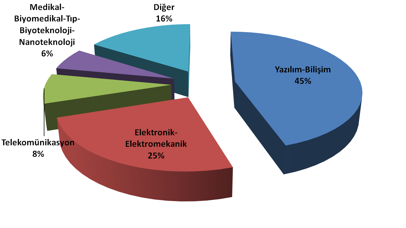 ODTÜ Teknokentte faaliyet gösteren firmaların uzmanlaşma alanlarına göre sırasıyla Bilişim-Yazılım, Elektronik-Elektromekanik, Medikal, Biyomedikal-Tıp, Biyoteknoloji, Nanoteknoloji, Telekomünikasyon