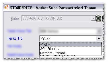 Market Şube Parametrelerinde yeni kayıtlar aşağıdaki gibi oluşturulur. Şube listesinden hangi şubeye ait yazarkasa tanımlaması yapılacağı seçilir.