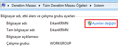 Resim 1.22: IP adresi belirleme 1.7. Yanlış Bilgisayar Adı ve Çalışma Grubu Bilgisayarın ağ üzerindeki ismi her bilgisayar için farklı olması gerekmektedir.