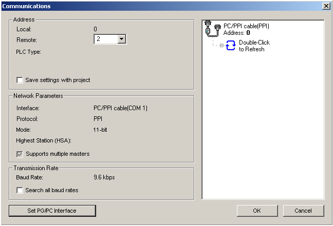 PC / PPI kablo baģlangıç adres değerinin 0 olduğunu doğrulayın ĠletiĢim hızının 9.6 kbps olduğunu doğrulayın ġebeke parametresinin COM1 e ayarlı olduğunu doğrulayın ġekil 1.