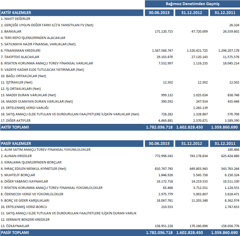 Bilanço ve Gelir Tablosu Koç