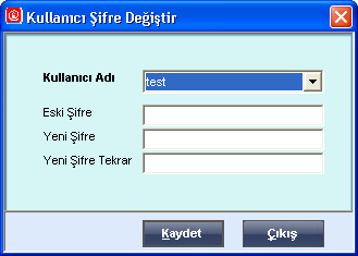 Şifre değiştirebilmek için ekranda yer alan 'Şifre Değiştir' linki tıklanır.