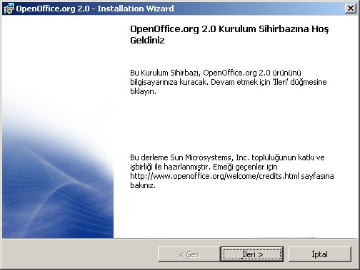 Not: Kurulum şartlarınıza bağlı olarak OpenOffice.org'un varsayılan ofis yazılımınız olmasını istediğiniz sorulabilir.