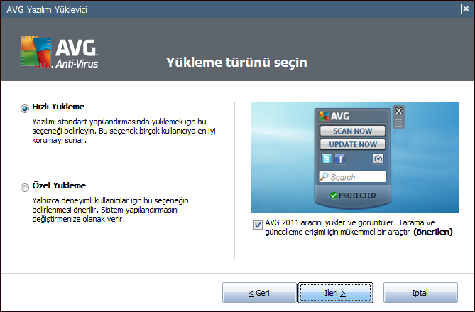 4.3. Yükleme türünü seçin Yükleme türünü seçin iletişim kutusu iki yükleme seçeneği sunar: Hızlı Yükleme ve Özel Yükleme.