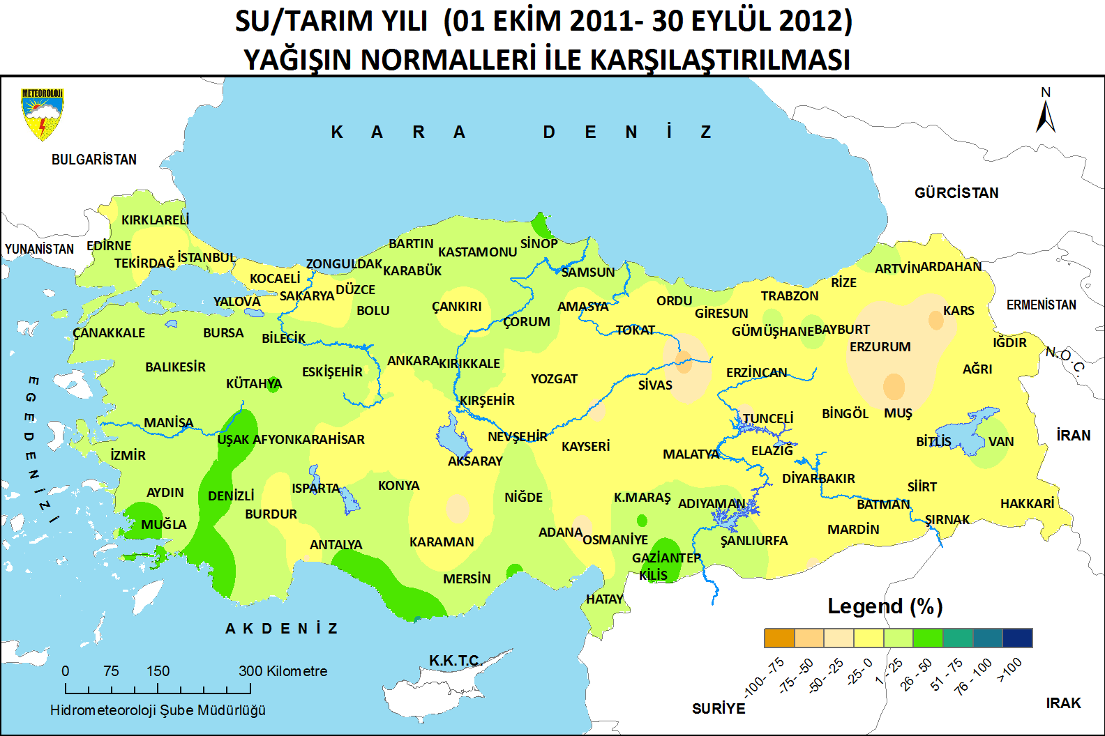 dağılımı (MGM 2011, 2012) Şekil 4.