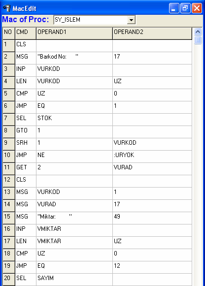 Sayfa: 44 SAYIM procedure ünün SY_ISLEM Macro