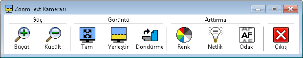 ZoomText Kamerası (devamı) ZoomText Kamera Özelliğini Kullanma ZoomText Kamera özelliğini kullanma ve ayarlarını yapma. ZoomText Kamerasını Başlatma 1. Araçlar menüsünden Yerleştir tuşunu tıklayınız.