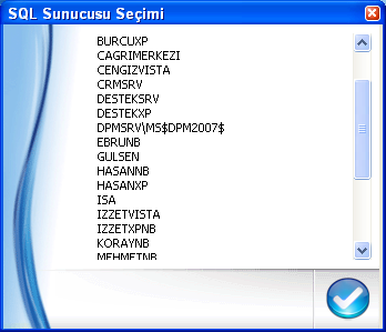 4 SQL SUNUCUSUNA BAĞLANMA VE ŞİFRE ALMA Series 9000 programlarının şifre alımı ile ilgili detaylı açıklamalarımıza geçmeden önce, sizlere SQL sunucusuna bağlanma işleminde nasıl bir yol izleneceğine